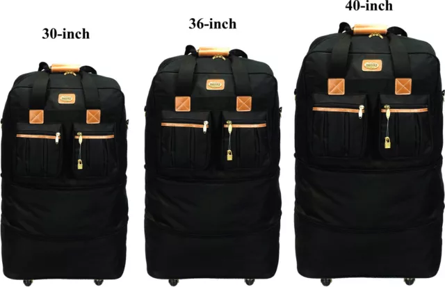 30"/36"/40"Expandable Rolling Duffel Wheeled Spinner Suitcase Luggage Heavy Duty