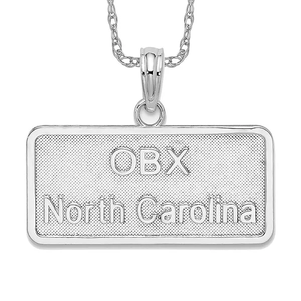 925 Sterling Silver Obx North Carolina License Plate Necklace Charm Pendant