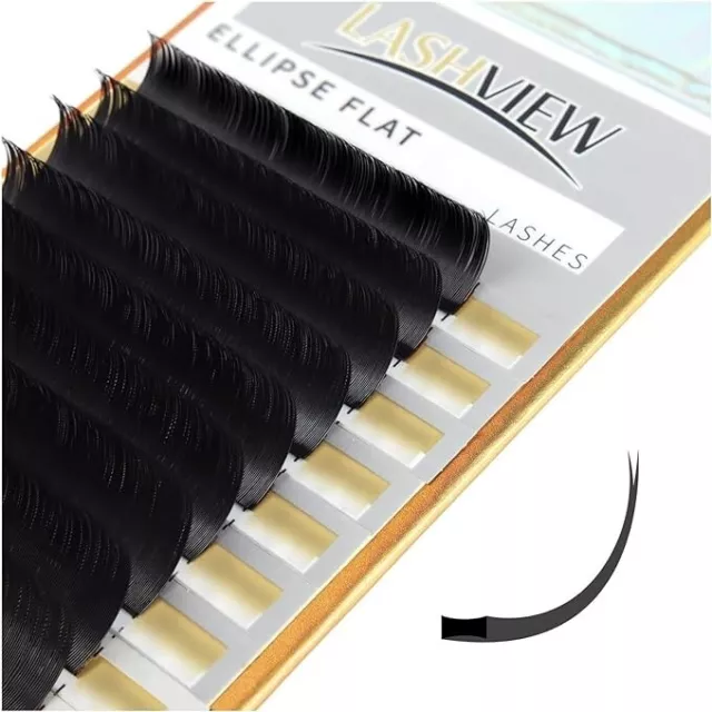 LASHVIEW Ellipse Flat Lashes Extensions Professional 0.20 C Curl 8mm 9mm & 15mm