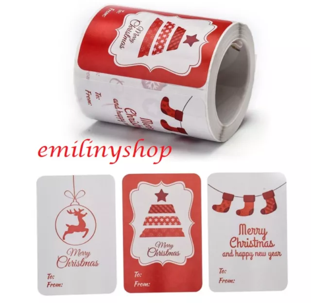lot de 25 etiquettes stickers joyeux noel merry christmas rouge père noël
