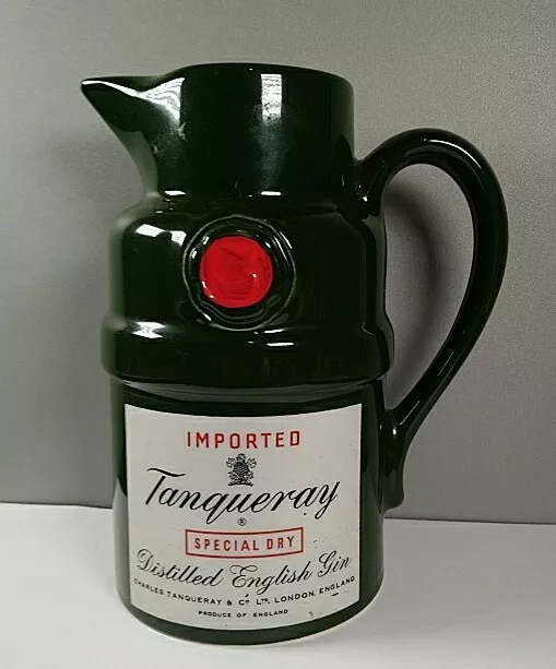Tanqueray English Gin Jug Green Red Special Dry London 18cm tall England