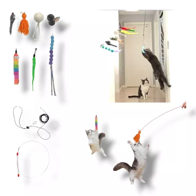 Cat Toys Bundle Kitten 9 Toys Pack Door Hanging Interactive Cat Teaser Mice Ball