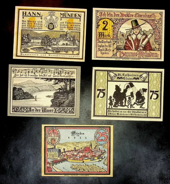 1921 Germany MUNDEN  set of 25 75 100 125 200 Phennig Banknote / Notgeld