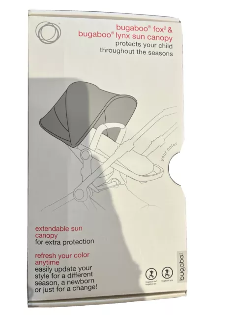 Bugaboo Fox 2 Extendable Sun Canopy Hood Black. Brand New In Box.