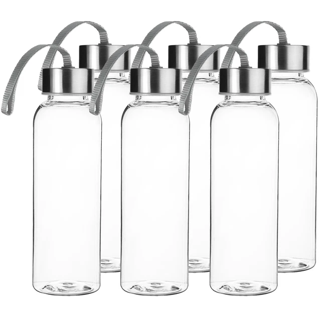 8x Transparente Wasserflaschen 765 Ml – Mit Edelstahldeckel, Wiederverwendbar, Für Saft & Smoothies