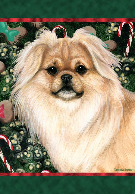 Christmas Holiday Garden Flag - Cream Tibetan Spaniel 144751