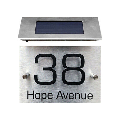 DIY House Sign Plaques Outdoor LED Solar Light Door Plate Home Waterproof Number
