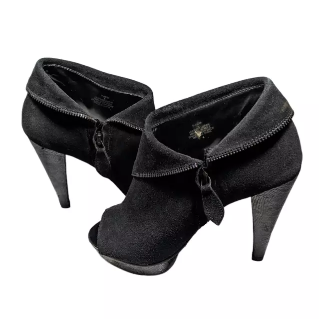STEVE MADDEN P-DEVA Sz 8 HIGH HEEL PLATFORM LEATHER BLACK ANKLE BOOTS BOOTIES