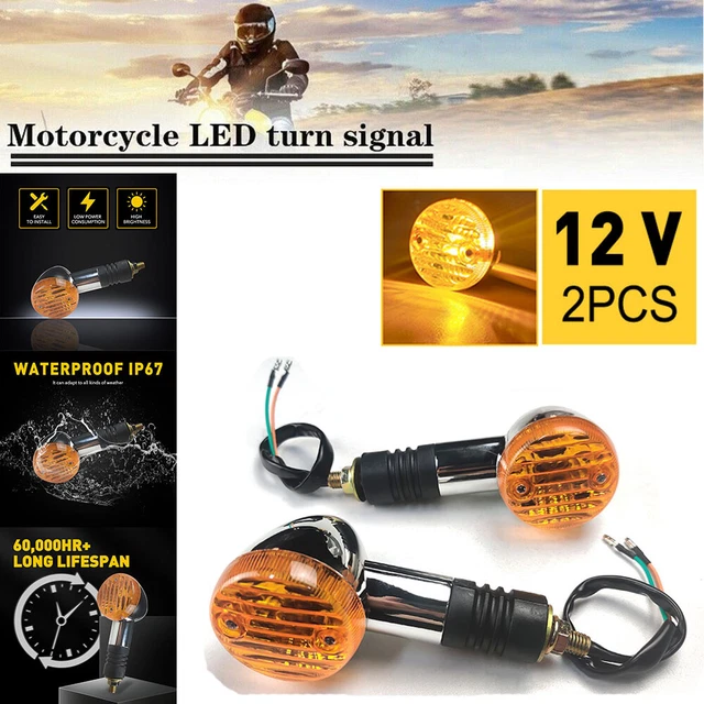 PAIR REAR FRONT Motorcycle Amber Turn Signal Indicators Motorbike Light