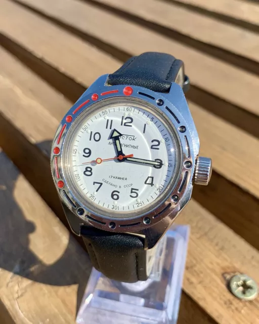 Vintage Soviet Watch Vostok Amphibia Antimagnetic Made In USSR Mechanical 1980s