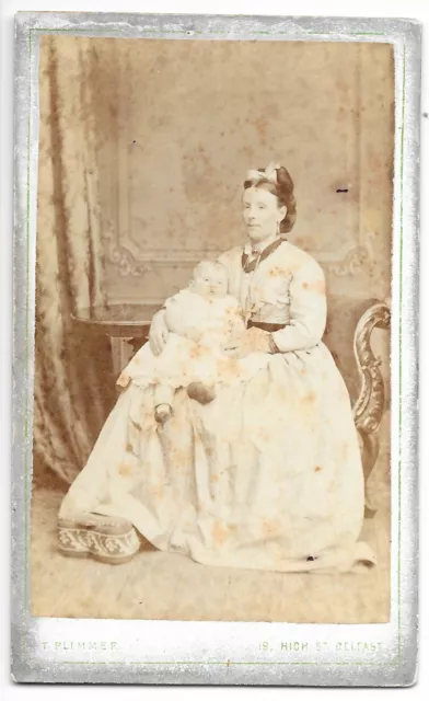 CDV not Cabinet Card Northern Ireland Belfast T Plimmer 19 High St Mother Baby