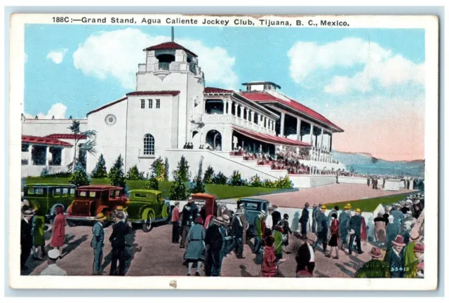 c1930's Grand Stand Agua Caliente Jockey Club Tijuana BC Mexico Postcard