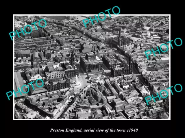 OLD 6 X 4 HISTORIC PHOTO OF PRESTON ENGLAND AERIAL VIEW OF THE TOWN c1940 3