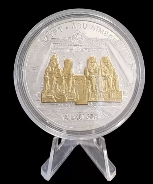 Cook Islands 10 Dollars 2009 Skulpturmünze Abu Simbel 999 Silber 31.1 g  949