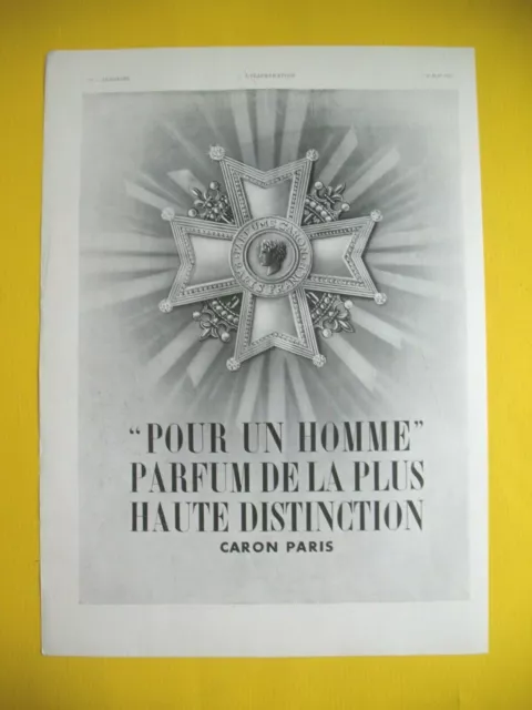 Publicite De Presse Parfum Caron Pour Un Homme Haute Distinction French Ad 1935