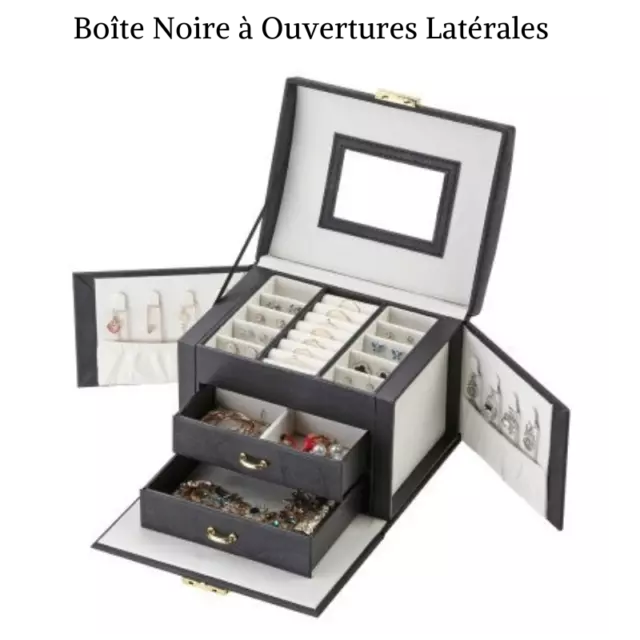 Boîte à Bijoux coffret Cuir PU avec Miroir Rangement à Compartiments et Tiroirs