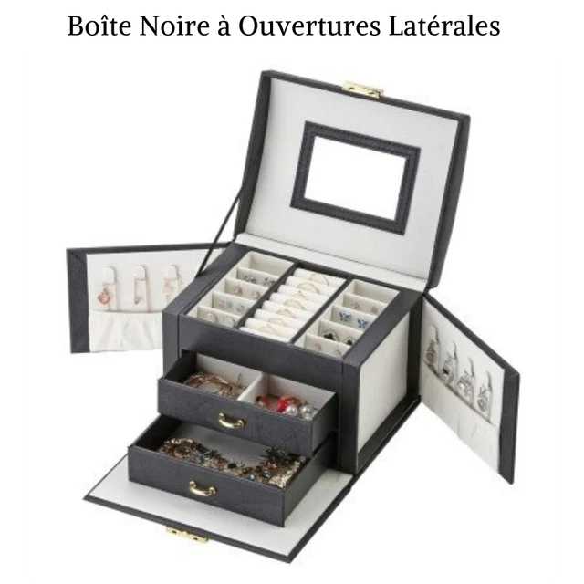 Coffret à Bijoux Vintage Années 70 Avec Miroir - Décor Paillettes, Perles Et Strass - Occasion En Bon état