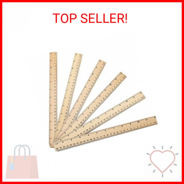 60 PACK WOODEN Ruler 12 Inch Rulers Bulk Wood Measuring Ruler Office