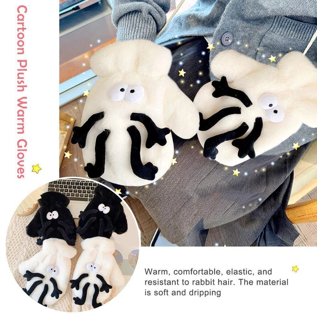 Guanti carini cartoni animati invernali donna outdoor ciclismo peluche caldo O3I3