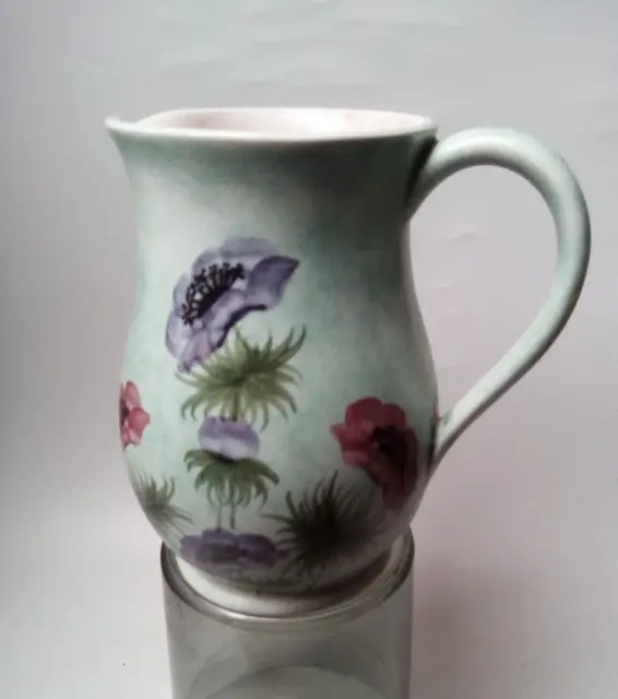 RADFORD England Pottery Hand Painted Jug Vase Anemone Signed JN 15 cm