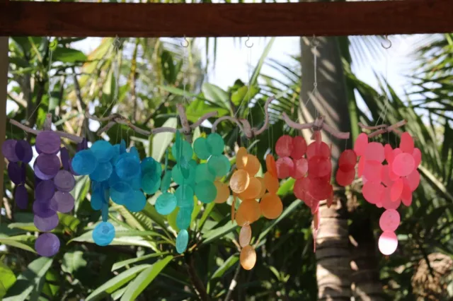 NEW Balinese Capiz Shell Mobile / Wind Chime - MANY COLOURS / Sound GREAT!!