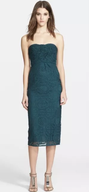 Burberry London Sonya Strapless English Lace Dress, Green, USA 6, retail $1995