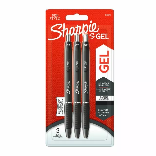 Sharpie S-Gel Black Gel Pens, 3 Pack