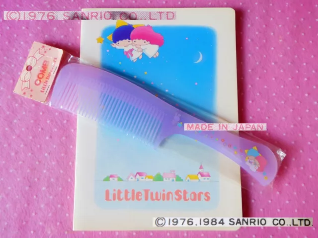 💜 SANRIO Little Twin Stars VINTAGE Japan 1976 Pettine Comb + Quaderno Notebook