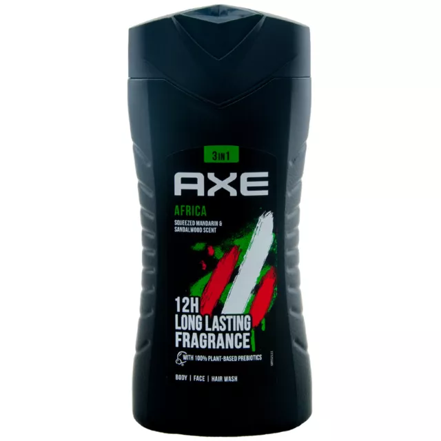 Axe Duschgel AFRICA 1 x 250ml 3in1 -Body -Face - Hair - 12h Refreshing Fragrance