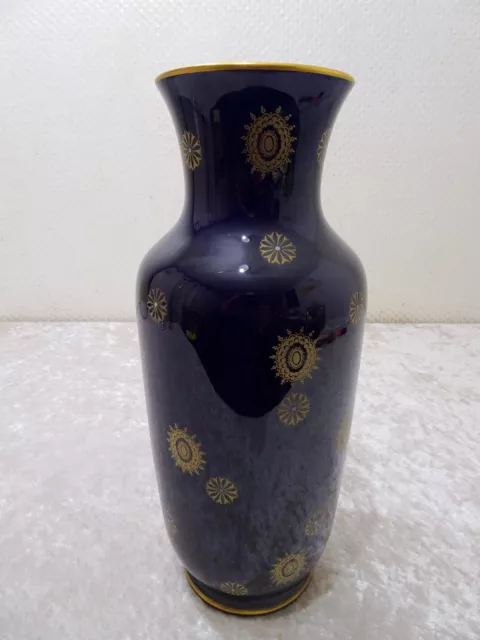 DDR Design Aelteste Volkstedt Porzellanvase Echt Kobalt Vintage um 1970 26,5 cm