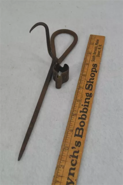 antique candle stick peg  hand forged primitive original best 18th-19th original