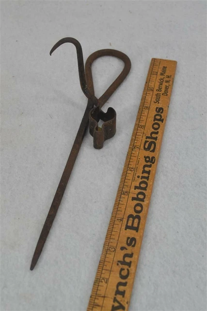 antique candle stick peg style  hand forged primitive original best 18th-19th