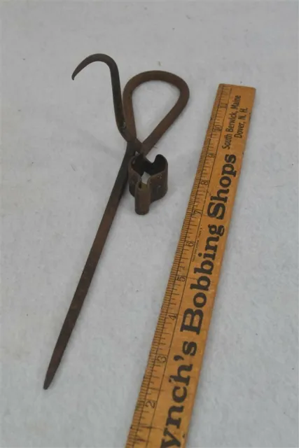 candle stick holder peg  hand forged primitive original best 18th-19th antique