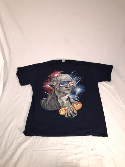 Men’s George Washington 4th Of July America Graphic SS Shirt Size Large