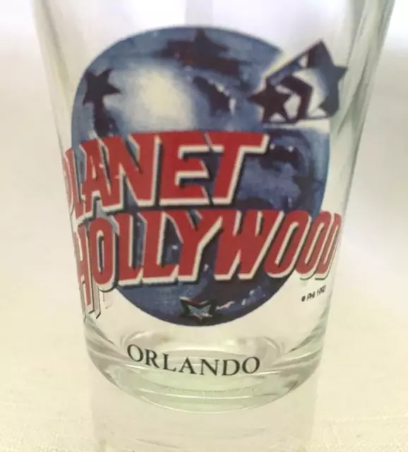 Planet Hollywood ORLANDO FLORIDA Shot Glass DATED 1990 Tall Disneyworld 2