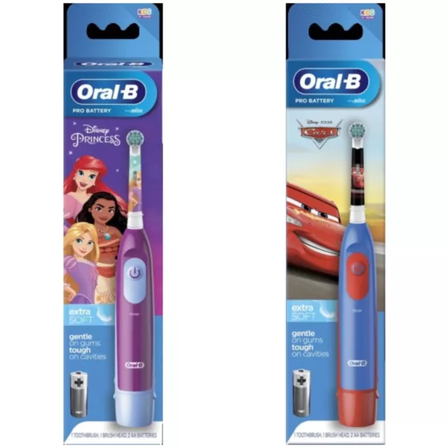 Braun Oral-B PRO Battery Electric Toothbrush Kids Disney PRINCESS or Pixar CARS