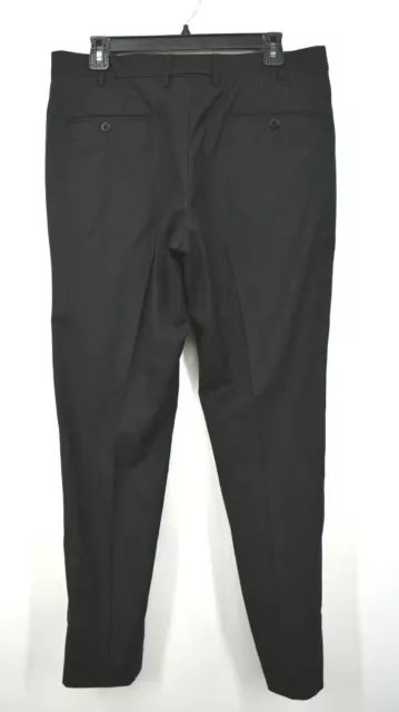 Zanella Mens Parker Flat Front Sharkskin Wool Trousers Zip Fly Slant Black 34 2