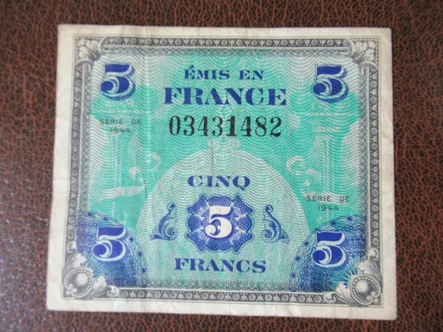 FRANCE  1944 5 Franc Banknote  in very good condition