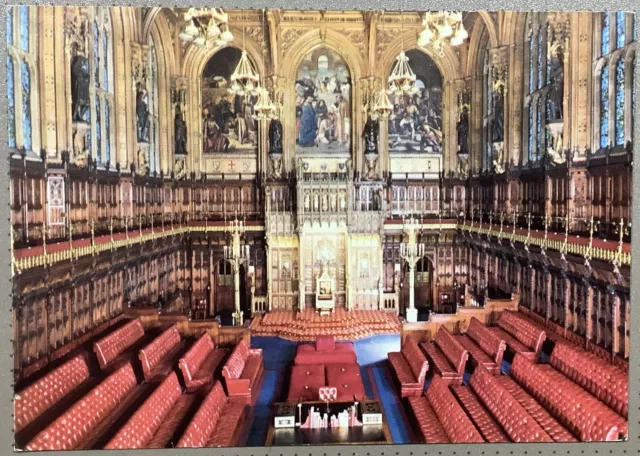 London Parliament Westminster The House Of Lords Chamber 1976 Postmark Postcard