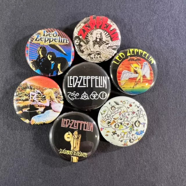 Led Zeppelin 1" Button Pin Set Classic Hard Rock 70's Jimmy Page Stairway