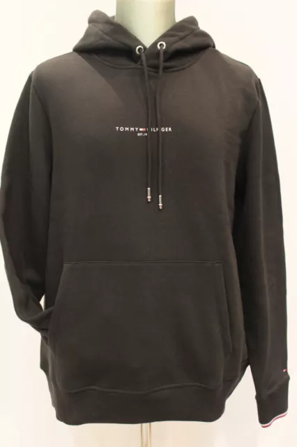 TOMMY HILFIGER MW0MW32673 TOMMY LOGO TIPPED HOODY felpa uomo nera BDS