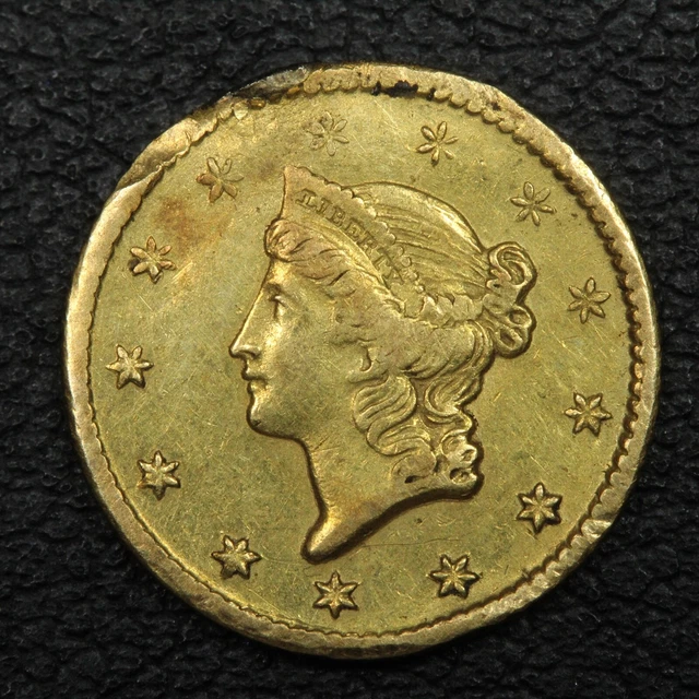 1849 O Type 1 $1 One Dollar Gold - Damage