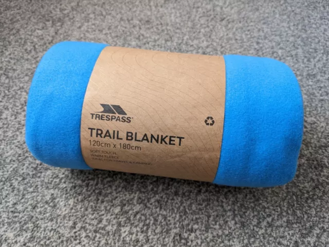 Trespass Trail Blanket Blue Outdoor Camping Soft Fleece Travel 120x180 cm
