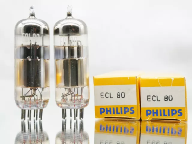 2x Philips ECL80 = LN152 63TP 6AB8 Röhren Tube Neu NEW in Box