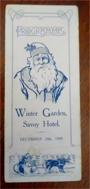 Christmas Celebration Souvenir Program Savoy Hotel 1909 Santa Claus cover