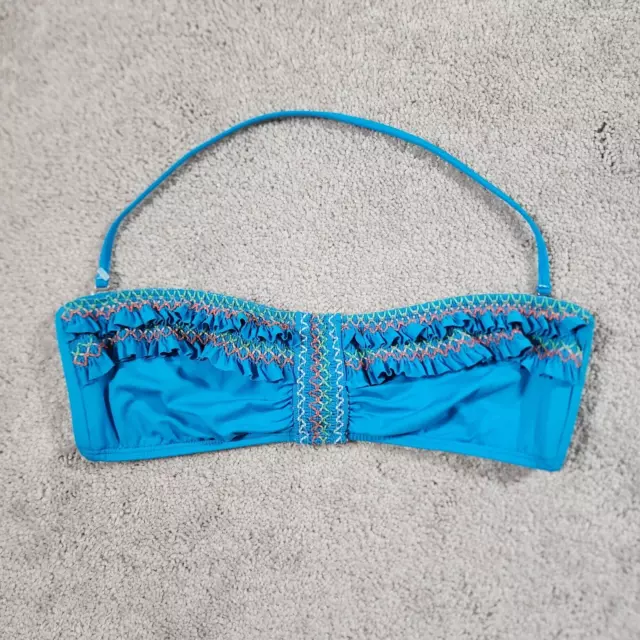 Lucky Brand Women's Fiesta Bandeau Bikini top Blue Large