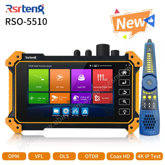 Rsrteng 5.4in Optical Fiber Tester TVI/CVI/AHD/CVBS RSO-5510 1310/1550 28/26dB