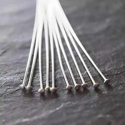 Solid .925 Sterling Silver Domed Flat End Head Pins Findings 25mm 38mm 50mm Long