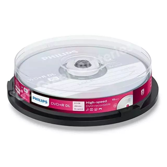 Philips DVD+R DL Blank Recordable Disc 8.5GB 240 Mins 8x Speed 10 Pack Spindle 3