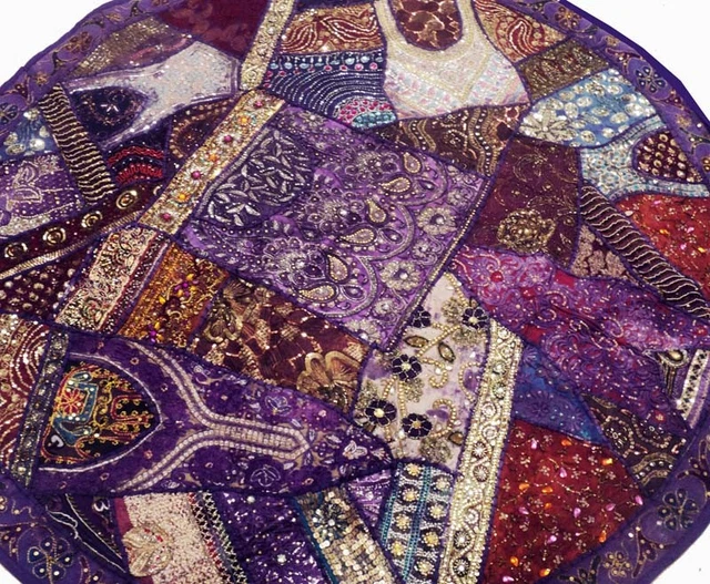 Tapisserie murale de travail miroir indien - Broderie vintage